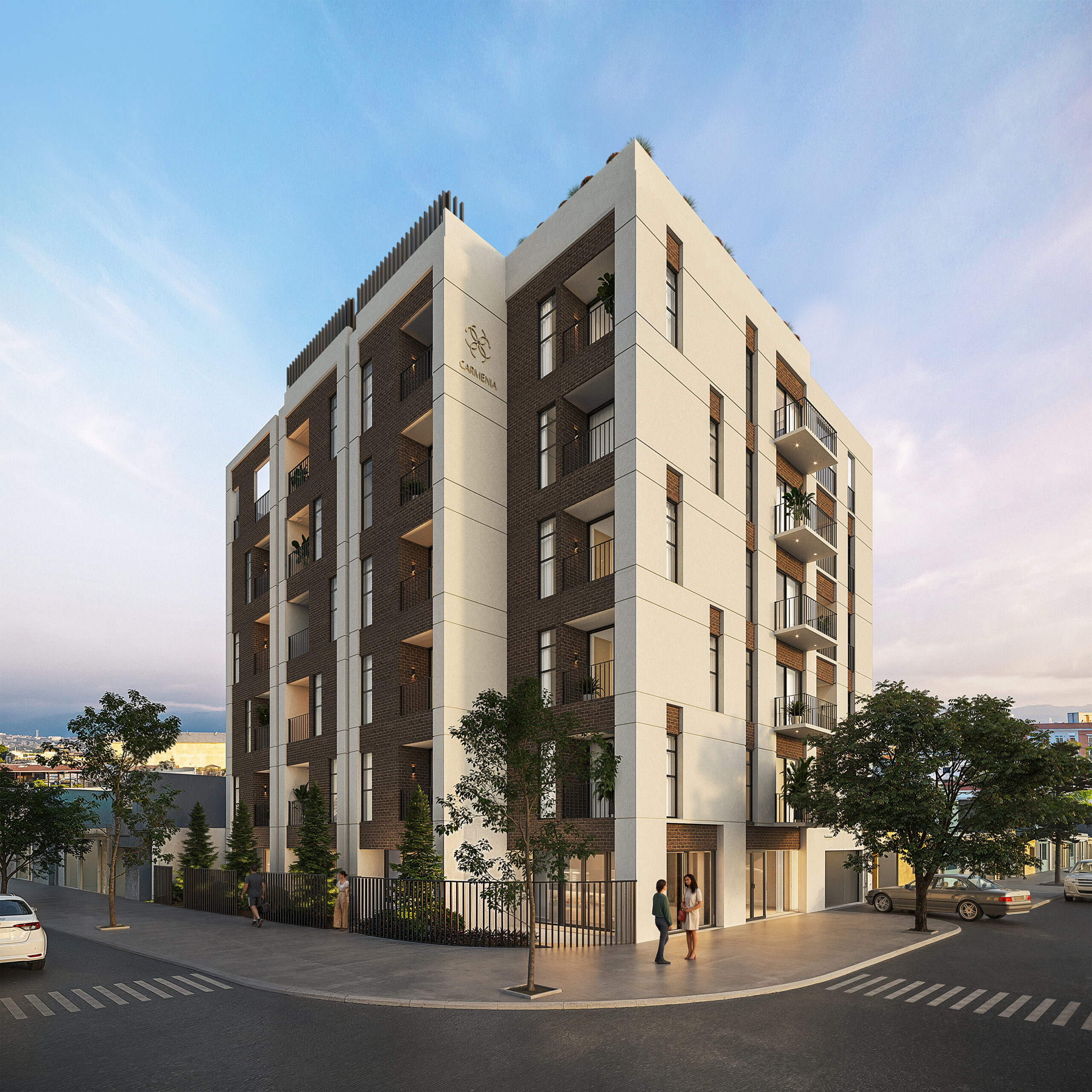 Render de Carmenia Apartamentos, desarrollo residencial de Grupo Urban en Ciudad de Guatemala.
