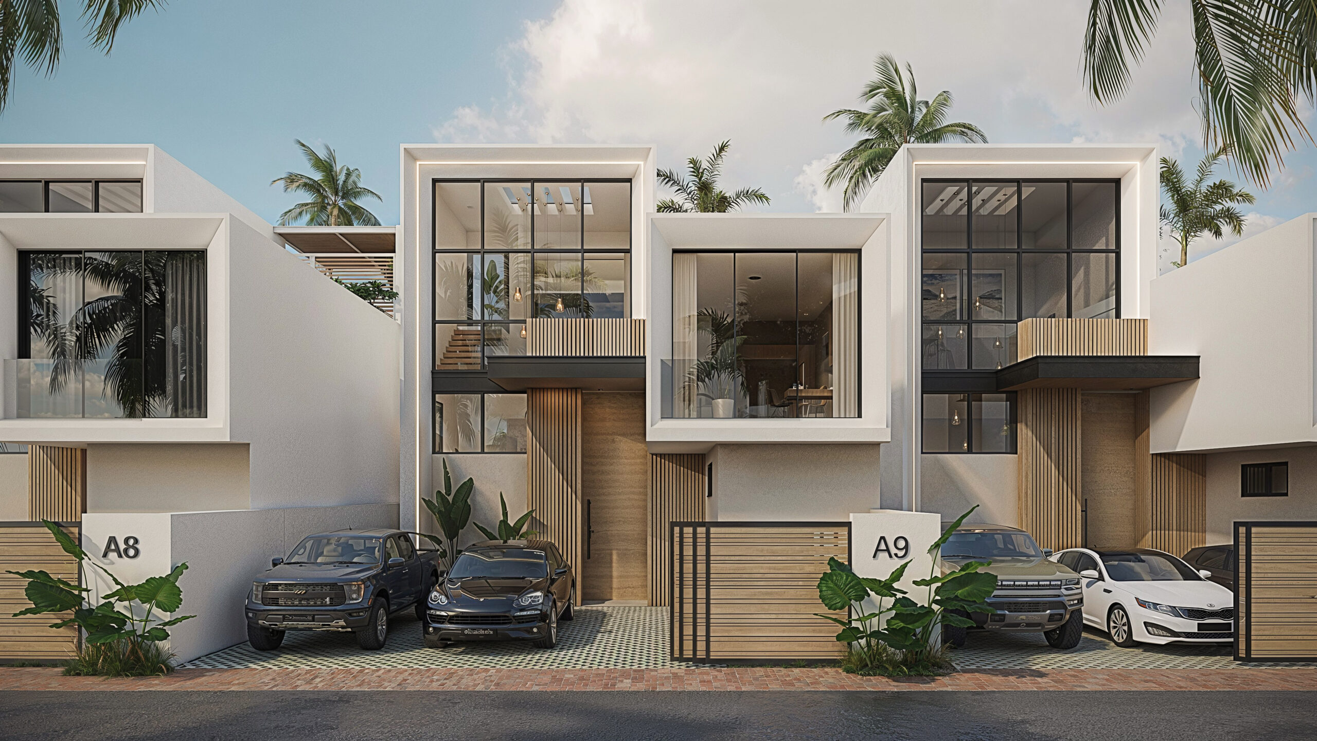 Fachada de residencias exclusivas de descanso en la playa