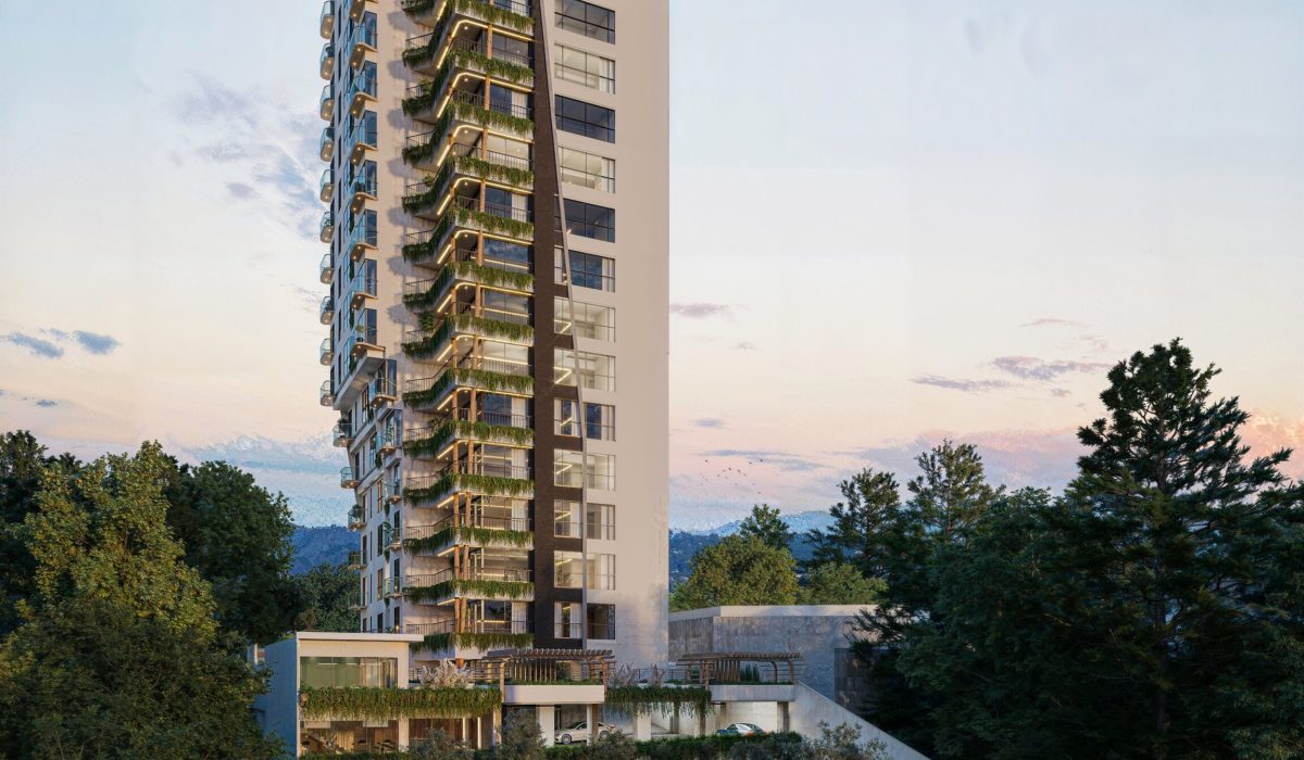 Edificio de apartamentos en zona exclusiva de la ciudad, enfoque en estética