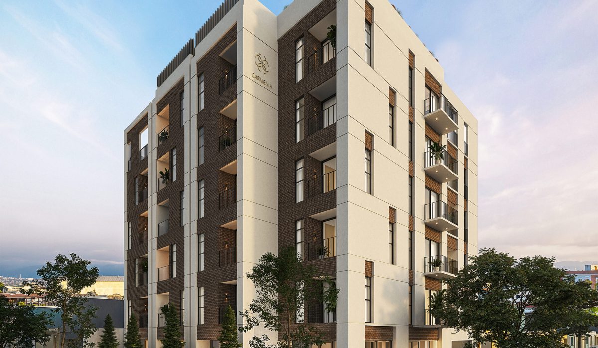 Render de Carmenia Apartamentos, desarrollo residencial de Grupo Urban en Ciudad de Guatemala.