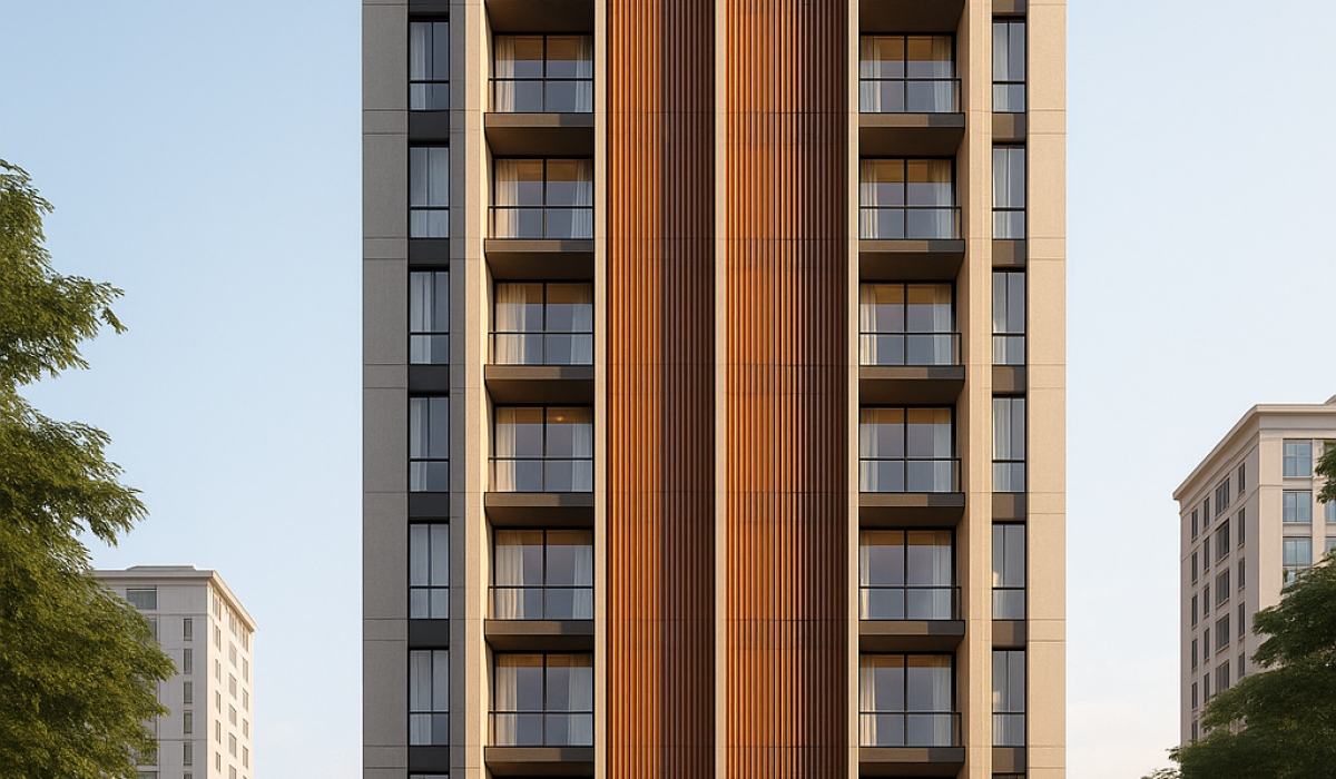Visualización de proyecto de apartamentos en zona residencial de la ciudad